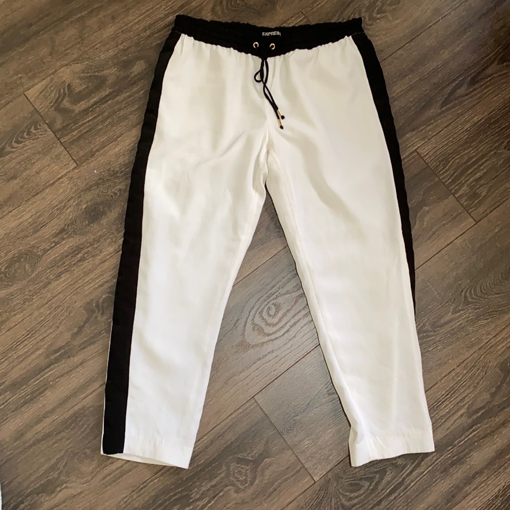White and black trousers